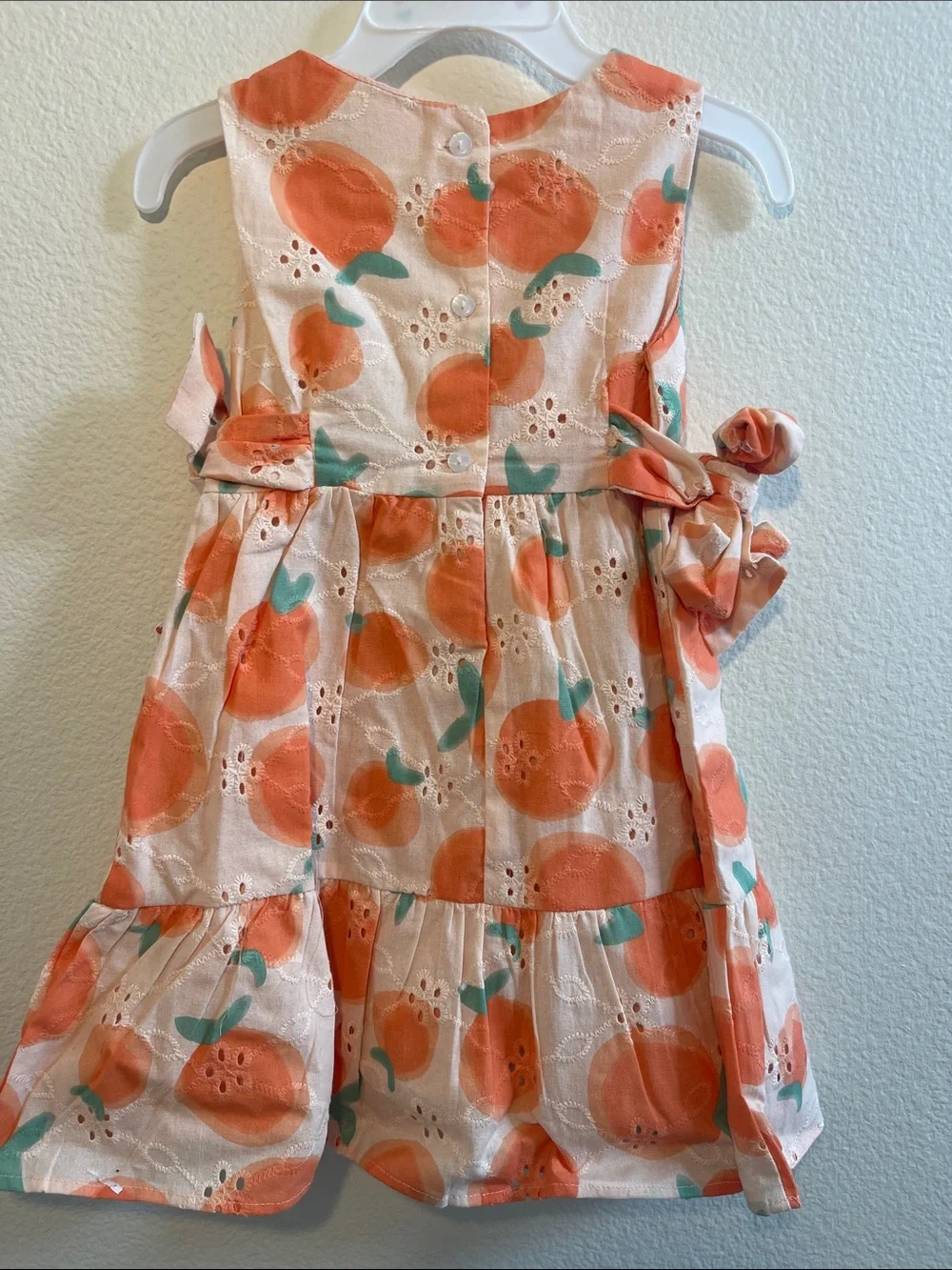 NWT Samara 🍑Peach-Print Sleeveless Girls' Summer Dress ~ Size 24M